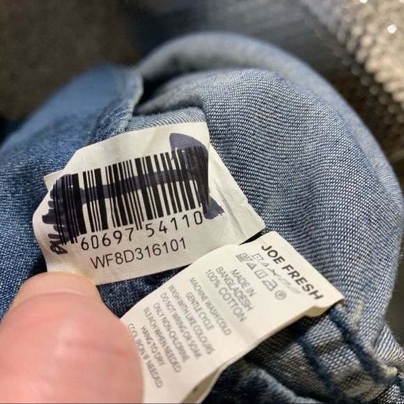 Denim Dress Blue XS Long Sleeves Belted Button Front Chambray Cotton Minimalist - Picture 8 of 10